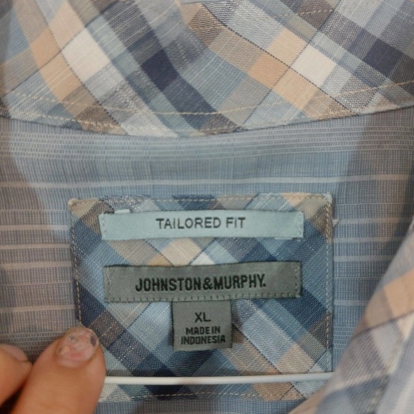 Johnston & Murphy Blue Striped Casual Button Down Shirt - Picture 3 of 9